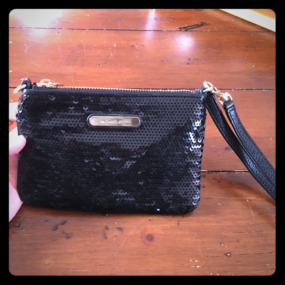 MK sequin wristlet